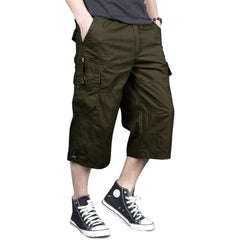 Orvinz Men's Capri Long Elastic Cargo Shorts