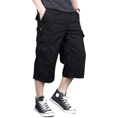 Orvinz Men's Capri Long Elastic Cargo Shorts
