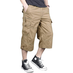 Orvinz Men's Capri Long Elastic Cargo Shorts