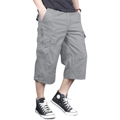 Orvinz Men's Capri Long Elastic Cargo Shorts