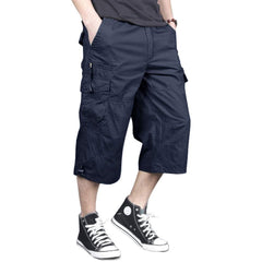 Orvinz Men's Capri Long Elastic Cargo Shorts