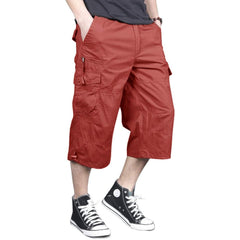 Orvinz Men's Capri Long Elastic Cargo Shorts